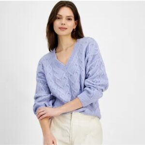 Hippie Rose Light Purple V-Neck Sweater